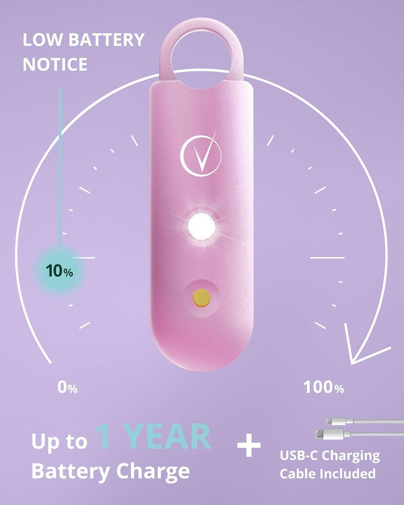 Vantamo Personal Alarm for Self Defense with Low Battery Notice, Strobe Light & Extra Loud 130 dB Double Speakers Safety Keychain Set for Women, Rechargeable Panic Button for Womens Self Defense - Image 5